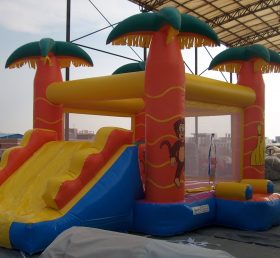 T5-167 Combinação de slides de casa de salto de castelo inflável com tema de selva