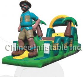 T8-202 Grande slide inflável com tema de selva humana