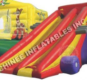 T8-358 Bloco de salto com tema de animal combinado com slide inflável com soprador
