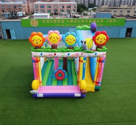 T2-3298 Escorpião de castelo inflável com tema de flor sorridente