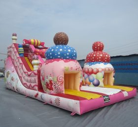 T8-1559 Bloco de doces obstáculo gigante slide inflável