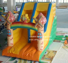 T8-1541 Bloco de desenho animado pulando castelo inflável slide seco