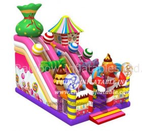 T8-1563 Bloco de barra de doces obstáculo gigante slide inflável