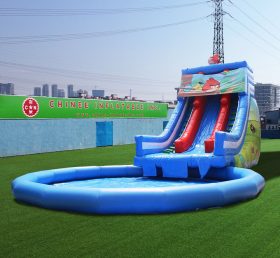 Pool2-714 Piscina inflável de pássaro raivoso com via navegável