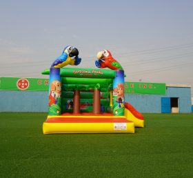 T2-005B Combinação inflável e slide palmeira papagaio tema animal