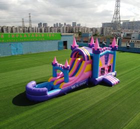 T8-3344 Castelo inflável combinado hidro-deslizante de duas pistas evento de festa ao ar livre criança pulando castelo