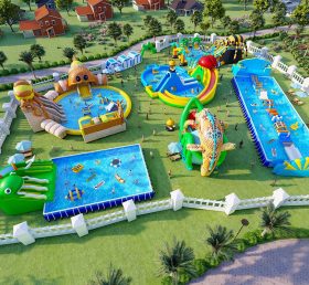 IS11-4012 Parque de diversões inflável de área inflável gigante playground ao ar livre