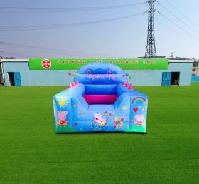 T2-4003 Garota de porco rosa azul piscina de bola inflável de costas altas