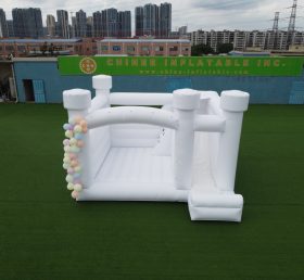 T2-3603 Castelo inflável de casamento branco puro com slide