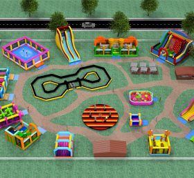 IS11-4024 Parque de diversões de área inflável ao ar livre playground