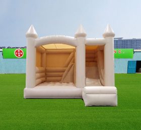 T2-3530 Castelo inflável de casamento branco leitoso com slide