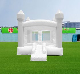 T2-3560 Castelo inflável de casamento branco com slide