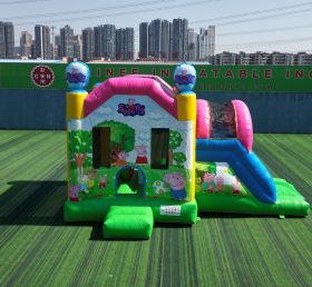 T2-4453 Castelo inflável de escada de menina de porco rosa
