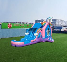 T2-4418 Arco-Íris unicórnio salto slide castelo inflável