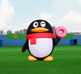 S4-627 Cartoon inflável personalizado animal pinguim segurando donuts