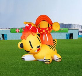 S4-665 Menino de desenho animado inflável montando um tigre