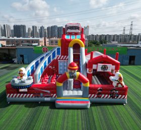 T6-1125 Cidade inflável do divertimento do corpo de bombeiros