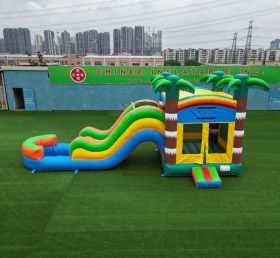 Combinação de piscina deslizante com castelo inflável T2-8107