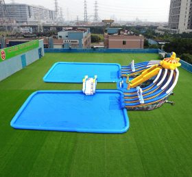 Pool2-828 Toboágua inflável oceânico com parque de piscina