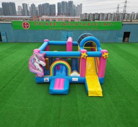 T2-8109 Castelo Insuflável Temático de Unicórnio com Escorrega