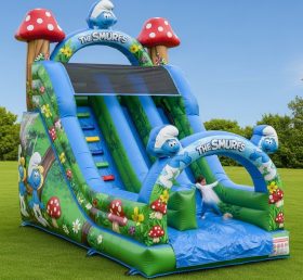 T8-8350 Escorregador Seco Inflável com Tema dos Smurfs