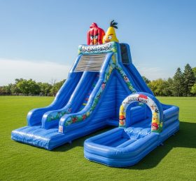 T8-8601 Escorrega Aquático Inflável com Tema Angry Birds