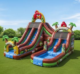 T8-8602 Escorrega Aquático Inflável com Tema Angry Birds