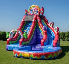 T8-8421 Escorrega Aquático Inflável com Tema de Doces
