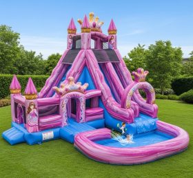 T8-8686 Escorrega Aquático Inflável com Tema de Festas de Princesas