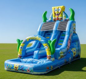 T8-8704 Escorregador Aquático Inflável com Tema do Bob Esponja