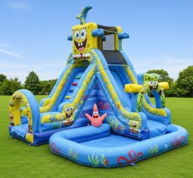 T8-8706 Escorrega Aquático Inflável com Tema Bob Esponja