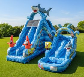 T8-8709 Escorregador Aquático Inflável com Tema Bob Esponja