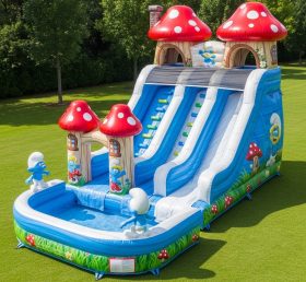 T8-8720 Escorrega Aquático Inflável com Tema dos Smurfs