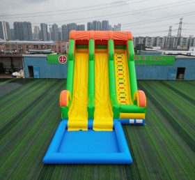 T8-7501 Escorregador Inflável de Água com Duas Pistas e Piscina com Borda