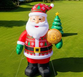 C1-513 Papai Noel inflável segurando Bitcoin