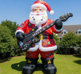 C1-551 Papai Noel inflável segurando uma guitarra elétrica