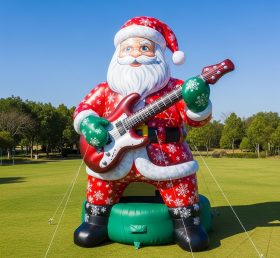 C1-558 Papai Noel inflável segurando uma guitarra elétrica