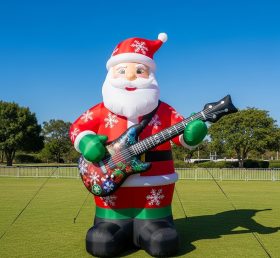 C1-555 Papai Noel inflável segurando uma guitarra elétrica