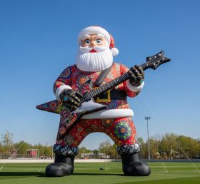 C1-556 Papai Noel inflável segurando uma guitarra elétrica