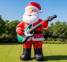 C1-557 Papai Noel inflável segurando uma guitarra elétrica