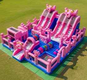 T6-6270 Cidade Divertida Inflável com Tema Pantera Cor-de-Rosa