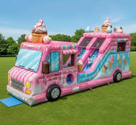 T6-6331 Parque Infantil Inflável com Tema de Caminhões de Comida
