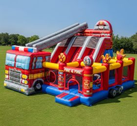 T6-6355 Playground Inflável com Tema de Caminhão de Bombeiros