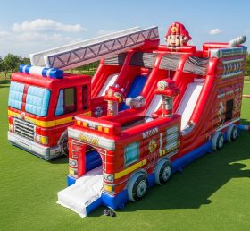 T6-6356 Playground Inflável Tema Caminhão de Bombeiros