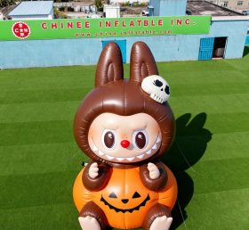 Cartoon3-213 Pop Mart Labubu Coelho de Halloween Abóbora Inflável Desenhos Animados