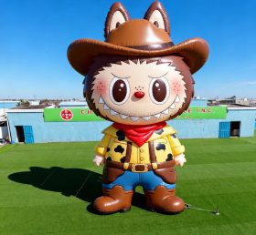 Cartoon3-709 Pop Mart Labubu Tema Cowboy Inflável Cartoon