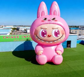 Cartoon3-728 Pop Mart Labubu Porquinho Rosa Inflável Desenho Animado