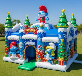 T2-8603 Pula-Pula Inflável de Natal dos Smurfs