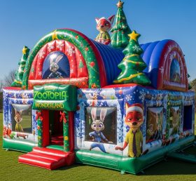 T2-8655 Pula-Pula Inflável com Tema de Natal Zootopia