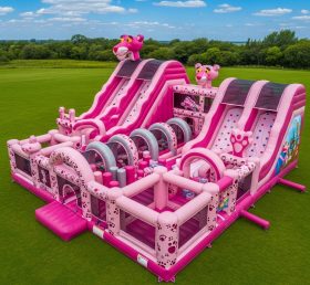 T6-6544 Cidade Divertida Inflável com Tema Pantera Cor-de-Rosa